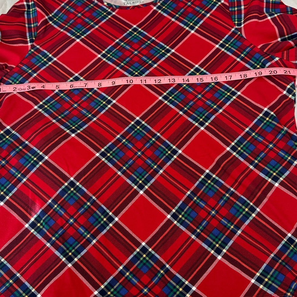 Talbots Red Multicolor Plaid Tee - Picture 4 of 5